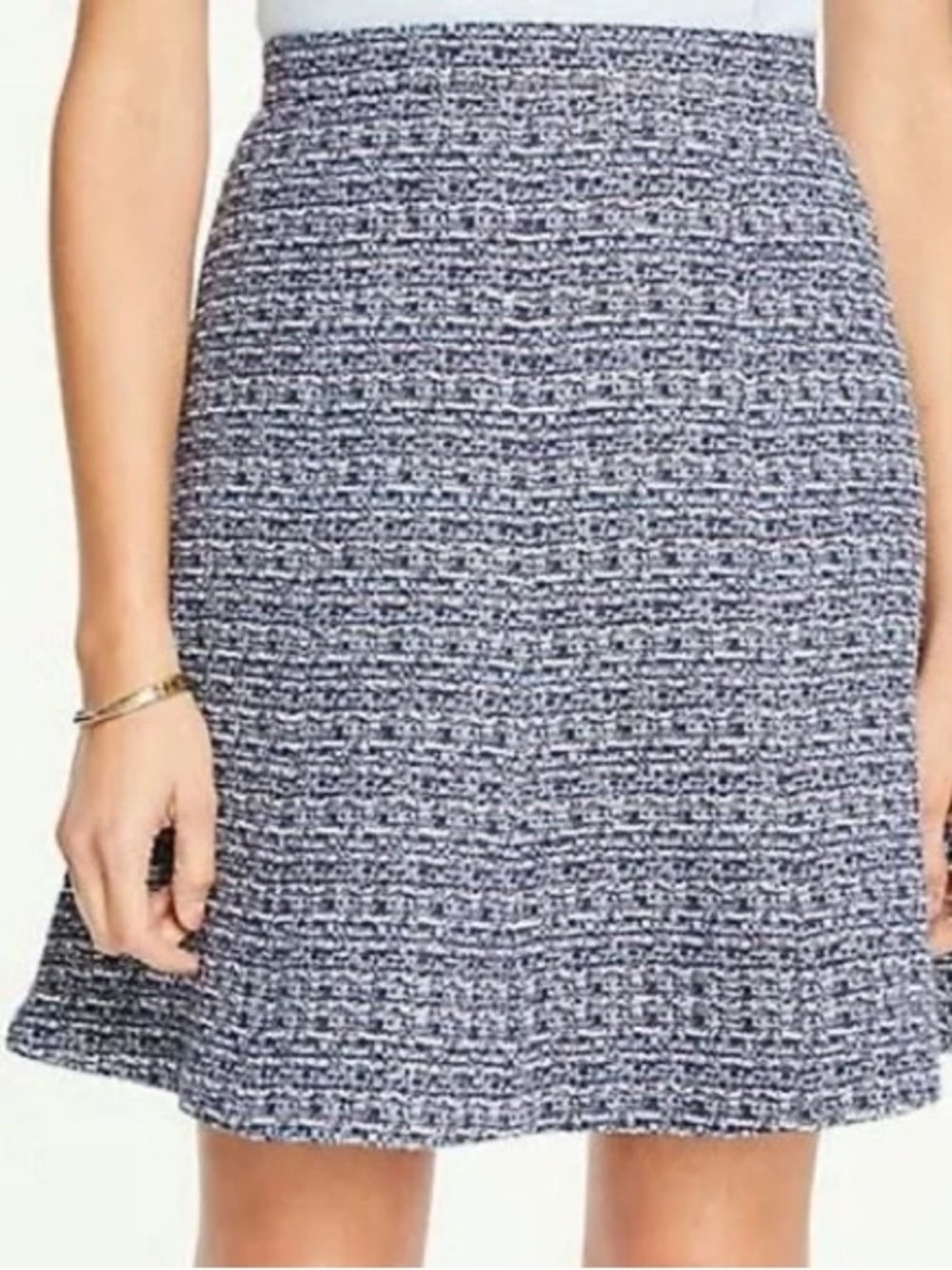 Ann Taylor Navy Tweed A-Line Skirt